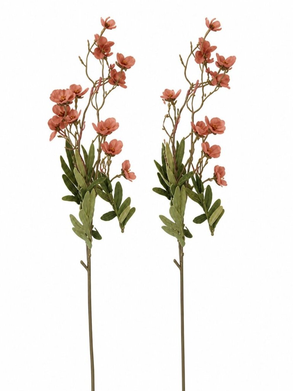 Artificial Dogwood Flower Stems Dusty Rose Mauve Terracotta Faux Floral 23 Inch